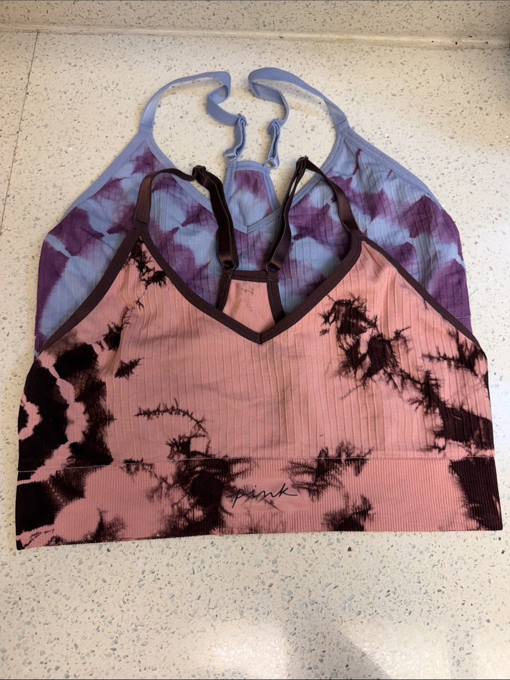 PINK Victoria's Secret Tie-Dye Ribbed Bralette Set - Pink & Lavender